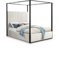  Color_Cream/ Black Size_Queen -- Meridian Jax Upholstered Canopy Bed IMAGE 1