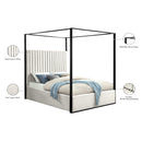 Meridian Jax Cream Velvet Queen Bed IMAGE 6