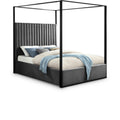  Color_Black/ Grey Size_Queen -- Jax Grey Velvet Upholstered Queen Bed IMAGE 1