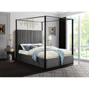  Color_Black/ Grey  Size_Queen  -- Jax Grey Velvet Upholstered Queen Bed IMAGE 2