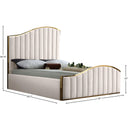  Color_Cream/ Gold  Size_King  -- Jolie Cream Velvet Upholstered King Bed IMAGE 4