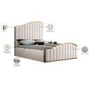  Color_Cream/ Gold  Size_King  -- Jolie Cream Velvet Upholstered King Bed IMAGE 5