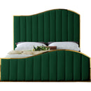  Color_Gold/ Green  Size_King  -- Jolie Green Velvet Upholstered King Bed IMAGE 3