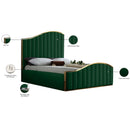  Color_Gold/ Green  Size_King  -- Jolie Green Velvet Upholstered King Bed IMAGE 5