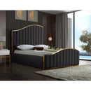 Color_Gold/ Grey  Size_King  -- Jolie Grey Velvet Upholstered King Bed IMAGE 2