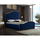  Color_Gold/ Navy  Size_King  -- Jolie Navy Velvet Upholstered King Bed IMAGE 2