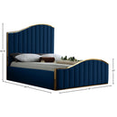  Color_Gold/ Navy  Size_King  -- Jolie Navy Velvet Upholstered King Bed IMAGE 4