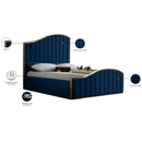  Color_Gold/ Navy  Size_King  -- Jolie Navy Velvet Upholstered King Bed IMAGE 5