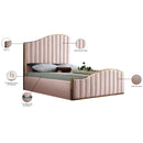  Color_Gold/ Pink  Size_King  -- Jolie Pink Velvet Upholstered King Bed IMAGE 5