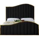  Color_Black/ Gold  Size_Queen  -- Jolie Black Velvet Upholstered Queen Bed IMAGE 3