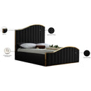  Color_Black/ Gold  Size_Queen  -- Jolie Black Velvet Upholstered Queen Bed IMAGE 5
