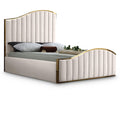  Color_Cream/ Gold Size_Queen -- Jolie Cream Velvet Upholstered Queen Bed IMAGE 1