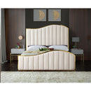  Color_Cream/ Gold  Size_Queen  -- Jolie Cream Velvet Upholstered Queen Bed IMAGE 3