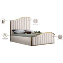  Color_Cream/ Gold  Size_Queen  -- Jolie Cream Velvet Upholstered Queen Bed IMAGE 5