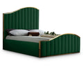  Color_Gold/ Green Size_Queen -- Jolie Green Velvet Upholstered Queen Bed IMAGE 1