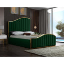  Color_Gold/ Green  Size_Queen  -- Jolie Green Velvet Upholstered Queen Bed IMAGE 2