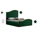  Color_Gold/ Green  Size_Queen  -- Jolie Green Velvet Upholstered Queen Bed IMAGE 5