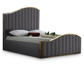  Color_Gold/ Grey Size_Queen -- Jolie Grey Velvet Upholstered Queen Bed IMAGE 1