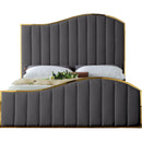 Color_Gold/ Grey  Size_Queen  -- Jolie Grey Velvet Upholstered Queen Bed IMAGE 3