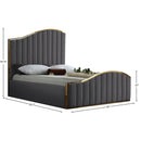  Color_Gold/ Grey  Size_Queen  -- Jolie Grey Velvet Upholstered Queen Bed IMAGE 4
