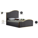 Meridian Jolie Grey Velvet Queen Bed (3 Boxes) IMAGE 5
