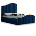  Color_Gold/ Navy Size_Queen -- Jolie Navy Velvet Upholstered Queen Bed IMAGE 1