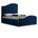 Color_Gold/ Navy  Size_Queen  -- Jolie Navy Velvet Upholstered Queen Bed IMAGE 1
