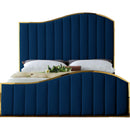 Color_Gold/ Navy  Size_Queen  -- Jolie Navy Velvet Upholstered Queen Bed IMAGE 3