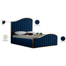 Color_Gold/ Navy  Size_Queen  -- Jolie Navy Velvet Upholstered Queen Bed IMAGE 5