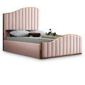  Color_Gold/ Pink Size_Queen -- Jolie Pink Velvet Upholstered Queen Bed IMAGE 1