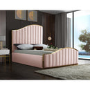  Color_Gold/ Pink  Size_Queen  -- Jolie Pink Velvet Upholstered Queen Bed IMAGE 2