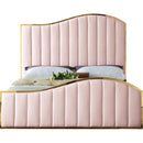  Color_Gold/ Pink  Size_Queen  -- Jolie Pink Velvet Upholstered Queen Bed IMAGE 3
