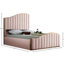  Color_Gold/ Pink  Size_Queen  -- Jolie Pink Velvet Upholstered Queen Bed IMAGE 4