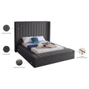 Meridian Kiki Grey Velvet Full Bed (3 Boxes) IMAGE 10
