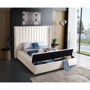  Color_Cream  Size_King  -- Kiki Cream Velvet Upholstered King Bed IMAGE 4