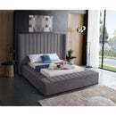  Color_Grey  Size_King  -- Kiki Grey Velvet Upholstered King Bed IMAGE 3