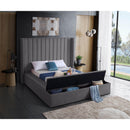  Color_Grey  Size_King  -- Kiki Grey Velvet Upholstered King Bed IMAGE 4