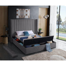  Color_Grey  Size_King  -- Kiki Grey Velvet Upholstered King Bed IMAGE 8