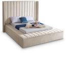  Color_Cream  Size_Queen  -- Kiki Cream Velvet Upholstered Queen Bed IMAGE 1