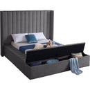  Color_Grey  Size_Queen  -- Kiki Grey Velvet Upholstered Queen Bed IMAGE 2