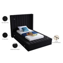  Color_Black  Size_Twin  -- Kiki Black Velvet Upholstered Twin Bed IMAGE 10