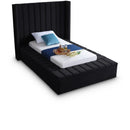  Color_Black  Size_Twin  -- Kiki Black Velvet Upholstered Twin Bed IMAGE 1