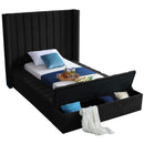  Color_Black  Size_Twin  -- Kiki Black Velvet Upholstered Twin Bed IMAGE 2