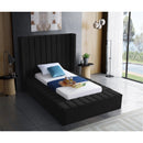  Color_Black  Size_Twin  -- Kiki Black Velvet Upholstered Twin Bed IMAGE 3
