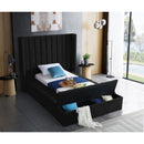  Color_Black  Size_Twin  -- Kiki Black Velvet Upholstered Twin Bed IMAGE 4