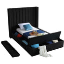  Color_Black  Size_Twin  -- Kiki Black Velvet Upholstered Twin Bed IMAGE 7
