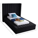  Color_Black  Size_Twin  -- Kiki Black Velvet Upholstered Twin Bed IMAGE 9