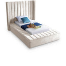  Color_Cream  Size_Twin  -- Kiki Cream Velvet Upholstered Twin Bed IMAGE 1