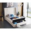  Color_Cream  Size_Twin  -- Kiki Cream Velvet Upholstered Twin Bed IMAGE 4