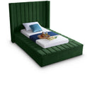  Color_Green  Size_Twin  -- Kiki Green Velvet Upholstered Twin Bed IMAGE 1